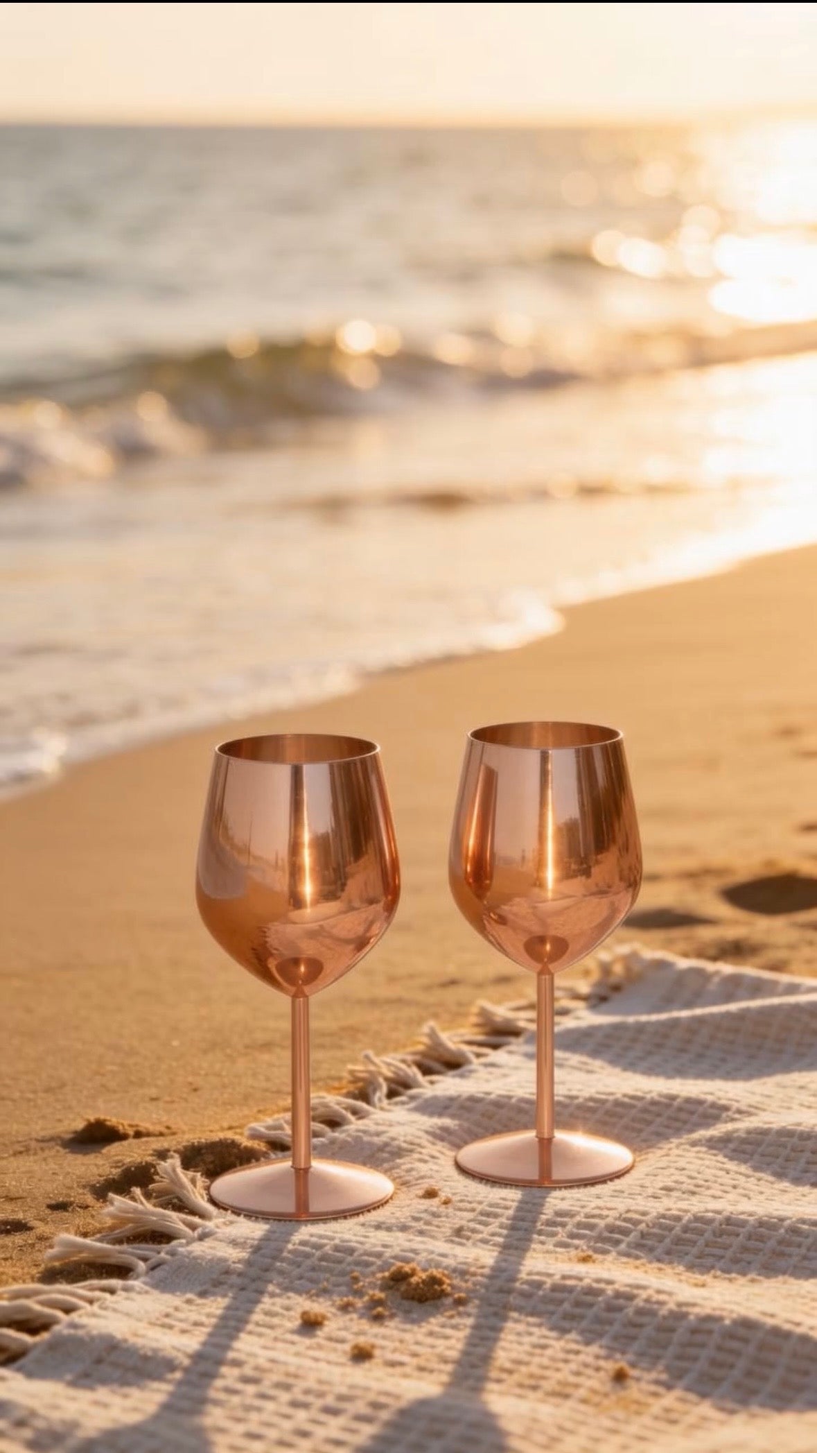 Vinglass i stål, roségull, Du & Jeg