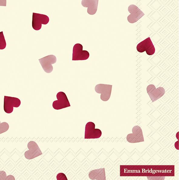 Emma Bridgewater servietter, Pink Hearts