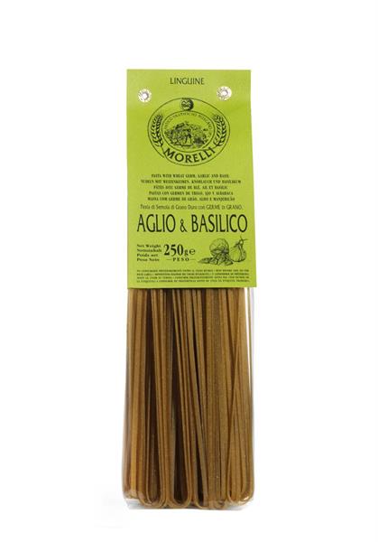 Morelli Pasta linguine m/hvitløk og basilikum, 250 g