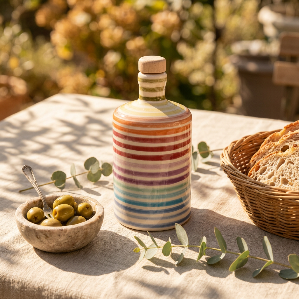 Dardanos EVOO olivenolje i håndmalt keramikkflaske 500ml