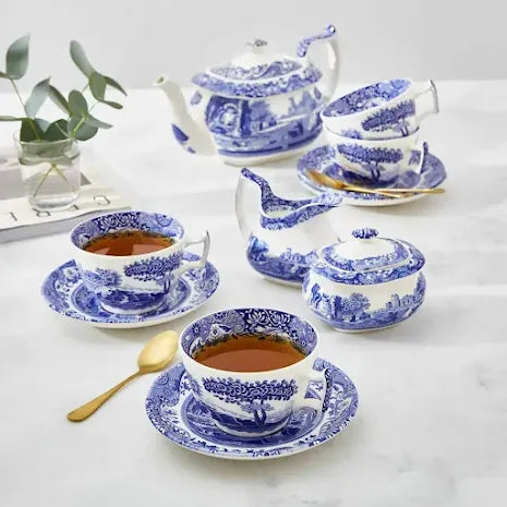 Spode Blue Italian Frokostkopp m/skål, 28cl