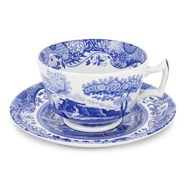 Spode Blue Italian Frokostkopp m/skål, 28cl